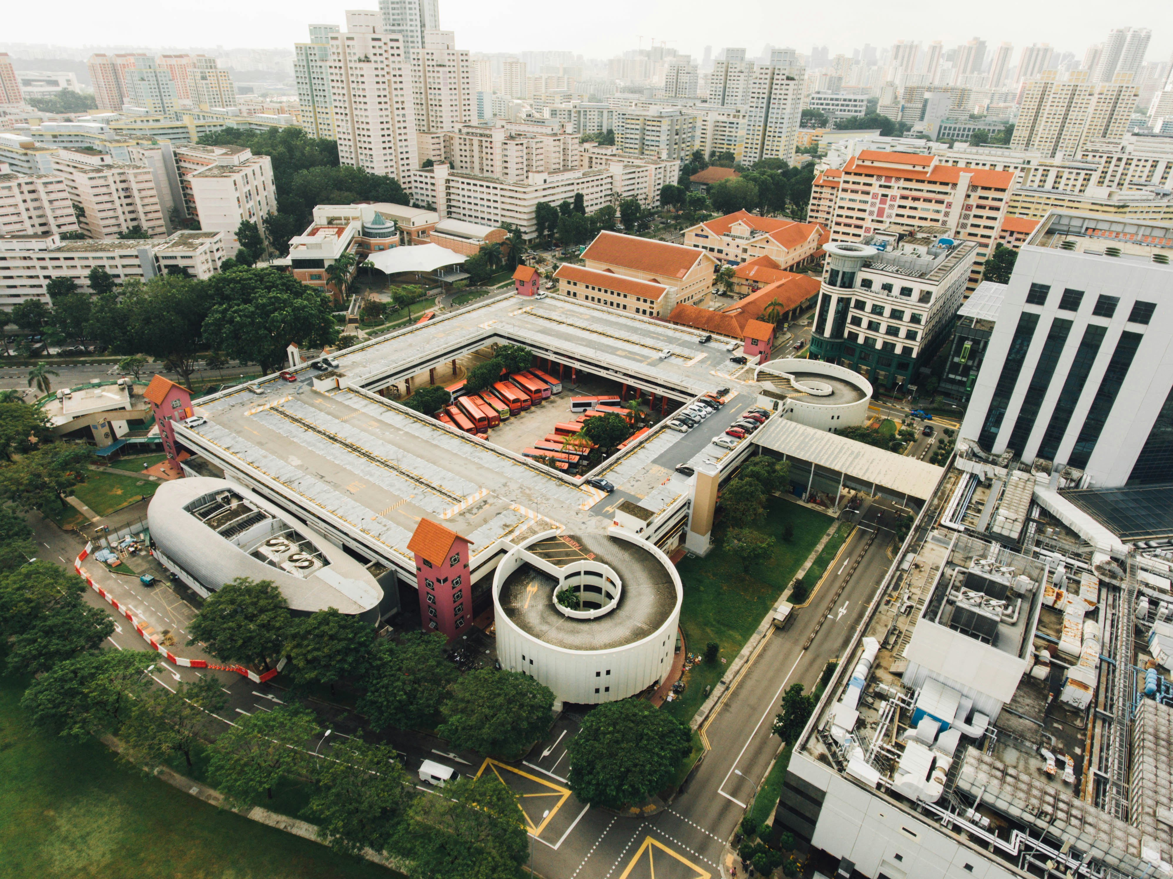 high-angle photography of buildings